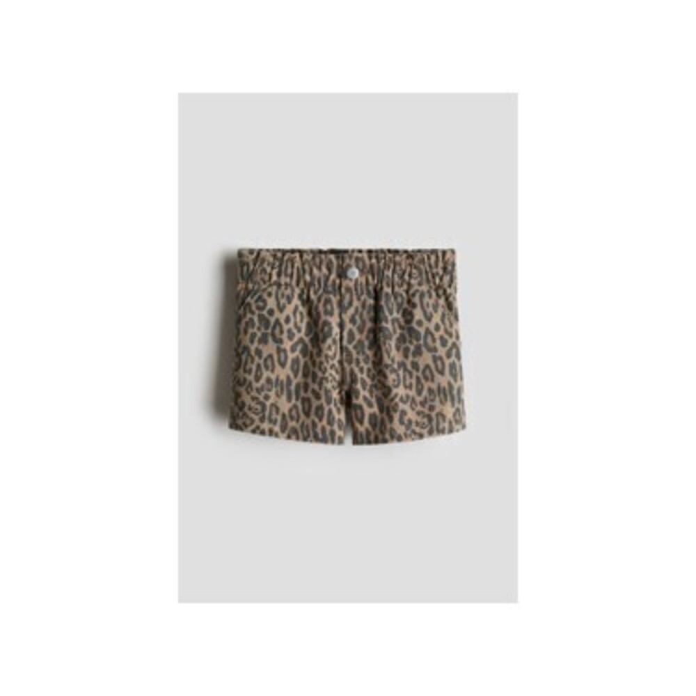 Printed cotton twill shorts